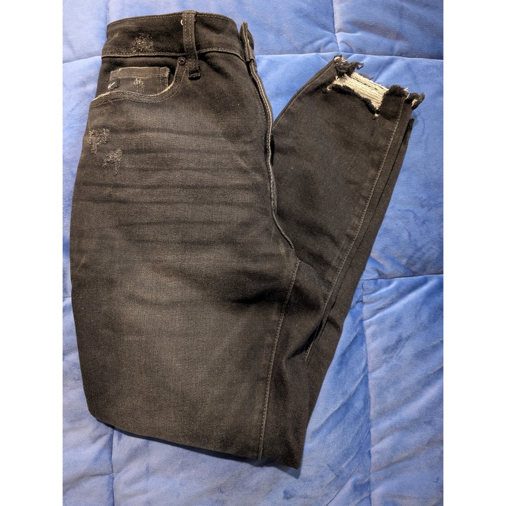 Kancan Women Jeans Black Distressed High‎ Rise Slim Fit Ankle Cut - Size 11/29